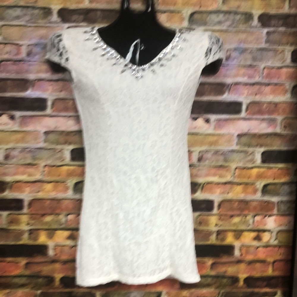 Gemmed Stretched Lace shirt